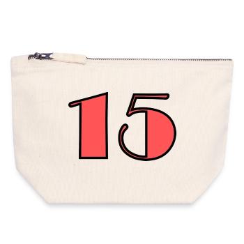 15. 15 ANS. 15e ANNIVERSAIRE. ANNIVERSAIRE 15 ANS. - Pochette zippée en toile 18 x 19 cm - blanc naturel - Devant
