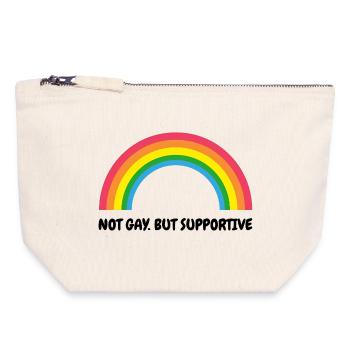 Not Gay But Supportive – Retro Regenbogen - Canvas Reißverschluss-Täschchen (18 x 19 cm) - Naturweiß - Vorne
