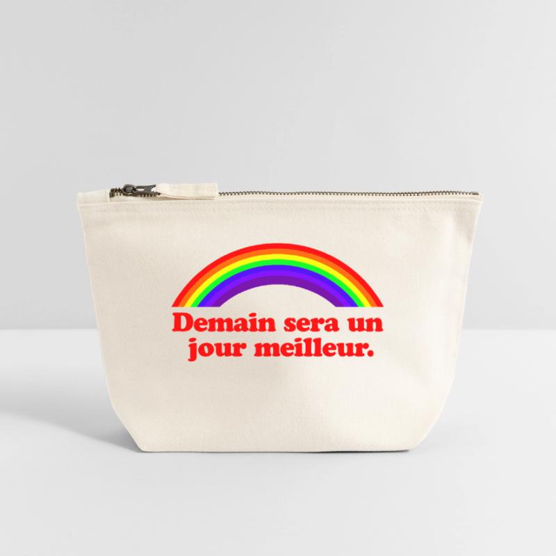 Morgen wird ein besserer Tag – Regenbogen Canvas Reißverschluss-Täschchen (18 x 19 cm)