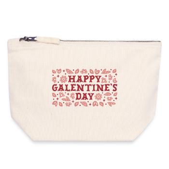 Bonne fête des filles des Galentines, esthétique rose - Pochette zippée en toile 18 x 19 cm - blanc naturel - Devant