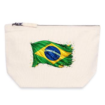 Brazilian Flag Brazil - Canvas Zip Pouch 18 x 19 cm - nature - Front