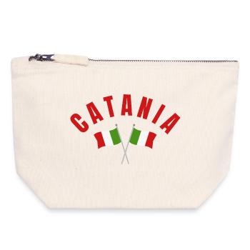 Catania Italian Flags  - Canvas Zip Pouch 18 x 19 cm - nature - Front