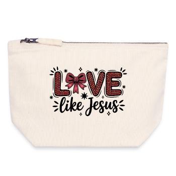 Liebe wie Jesus Herzschrift Schleife - Canvas Reißverschluss-Täschchen (18 x 19 cm) - Naturweiß - Vorne