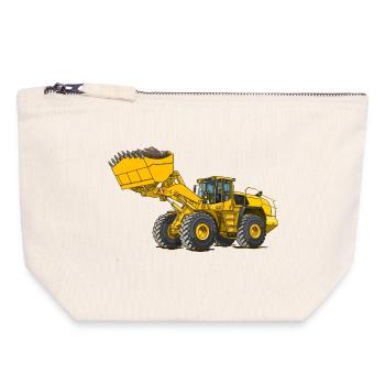 Wheel loader, construction machine - Canvas Zip Pouch 18 x 19 cm - nature - Front
