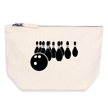 Logo de bowling - Pochette zippée en toile 18 x 19 cm - blanc naturel - Devant