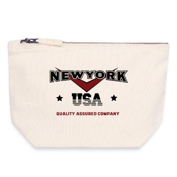 New York États-Unis Citation Design pour les passionnés de New York - Pochette zippée en toile 18 x 19 cm - blanc naturel - Devant