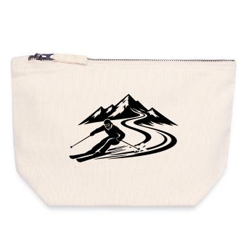 Piste de ski Mountains - Pochette zippée en toile 18 x 19 cm - blanc naturel - Devant