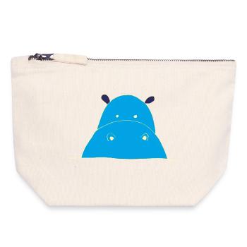 Blauer Hippo nilpferd - Canvas Reißverschluss-Täschchen (18 x 19 cm) - Naturweiß - Vorne
