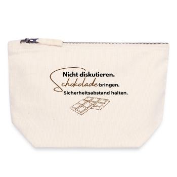 Nicht diskutieren. Schokolade bringen. - Canvas Reißverschluss-Täschchen (18 x 19 cm) - Naturweiß - Vorne