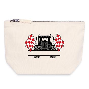 Brabant_Tractor_Custom_Edition - Pochette zippée en toile 18 x 19 cm - blanc naturel - Devant