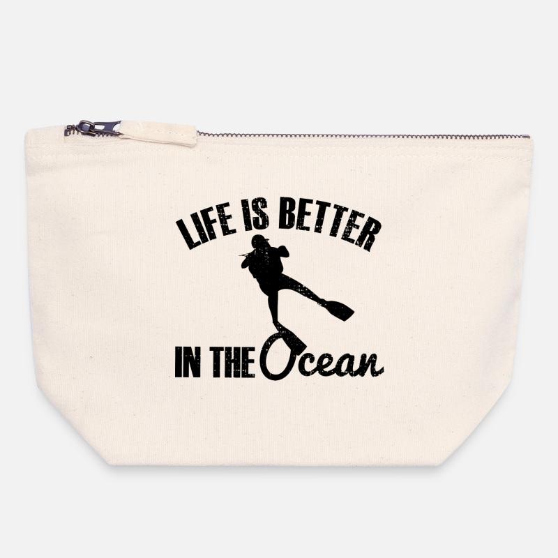 Diver diving - Canvas Zip Pouch 18 x 19 cm - nature