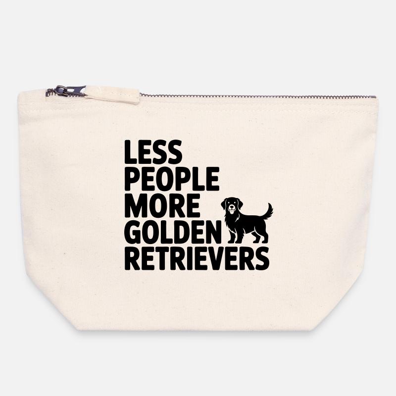 Less People More Golden Retriever - Canvas Zip Pouch 18 x 19 cm - nature