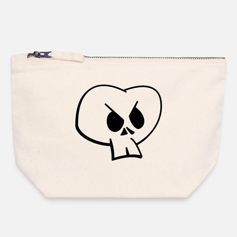 Schädel - CANVAS Täschchen Größe M - Naturweiß