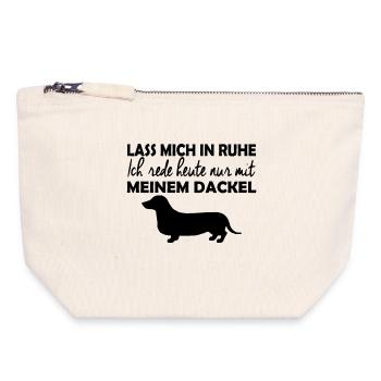 Dachshund - Dog - Leave me alone! - Canvas Zip Pouch 18 x 19 cm - nature - Front