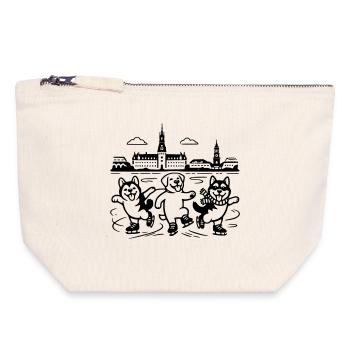 Art de lignes mimaliste du patinage artistique - Pochette zippée en toile 18 x 19 cm - blanc naturel - Devant