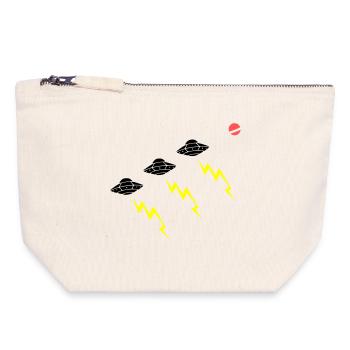 UFO Invasion Lightning Attack Alien Vector - Canvas Zip Pouch 18 x 19 cm - nature - Front