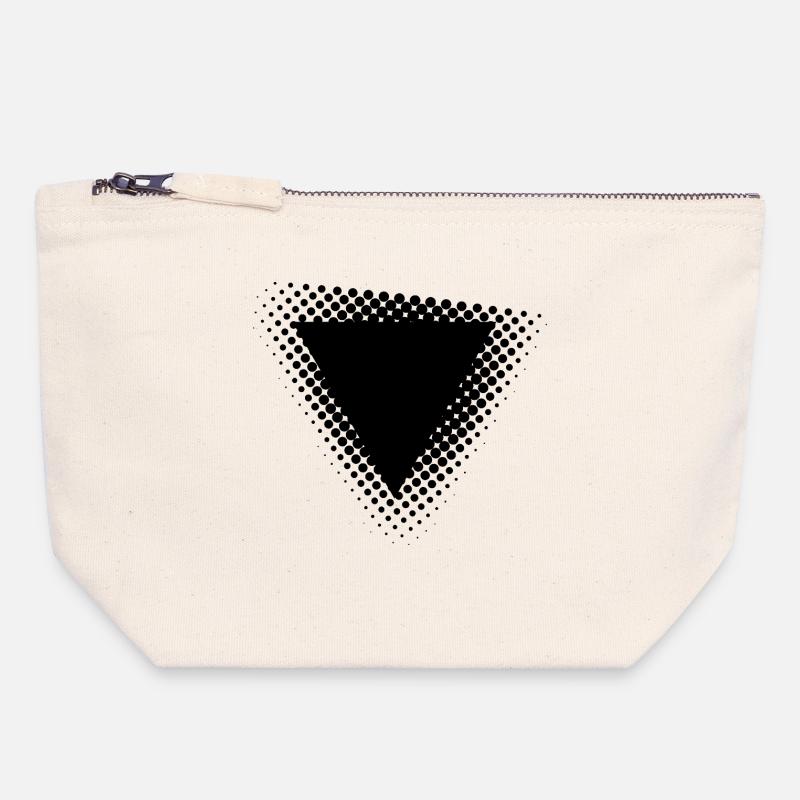 Conception géométrique de triangles à points - Pochette zippée en toile 18 x 19 cm - blanc naturel