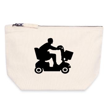 Image de personnes handicapées en scooter de mobilité # - Pochette zippée en toile 18 x 19 cm - blanc naturel - Devant
