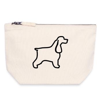 Plan cocker anglais - Pochette zippée en toile 18 x 19 cm - blanc naturel - Devant