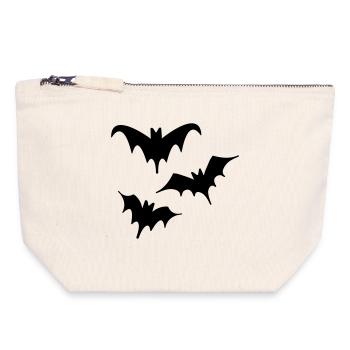 Chauves-souris Halloween Art Trio - Pochette zippée en toile 18 x 19 cm - blanc naturel - Devant