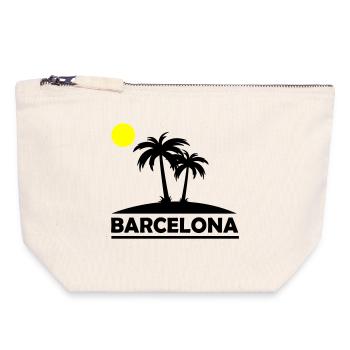 Plage de Barcelone - Pochette zippée en toile 18 x 19 cm - blanc naturel - Devant