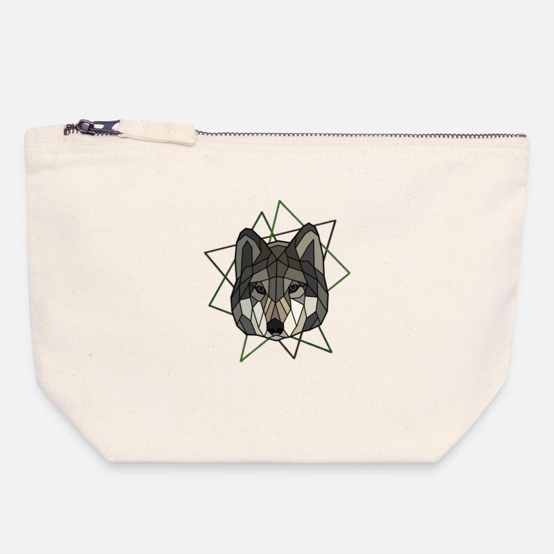 Wolf - Canvas Reißverschluss-Täschchen (18 x 19 cm) - Naturweiß
