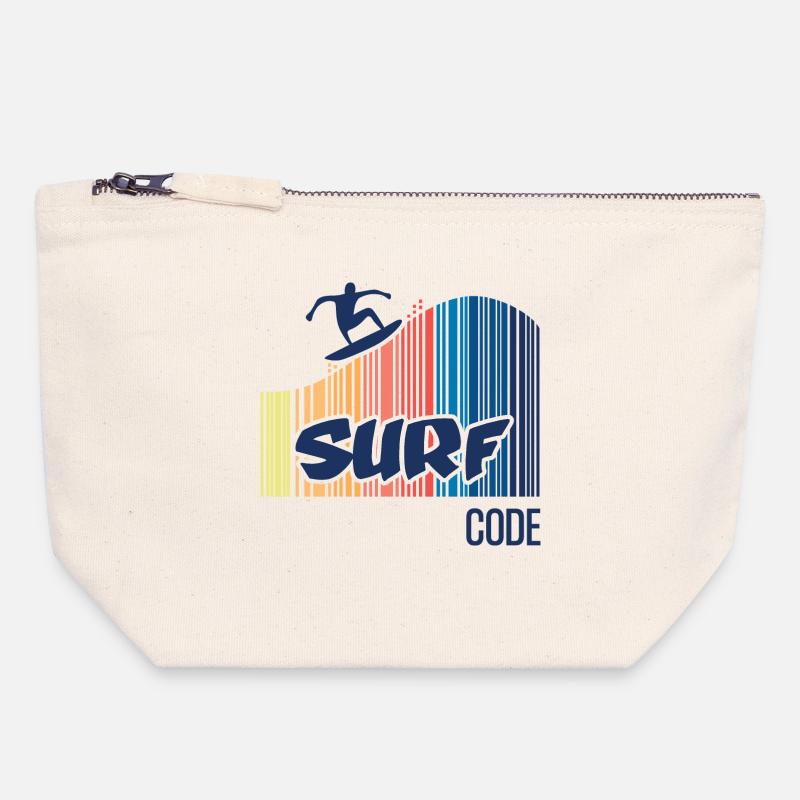Surfcode - Canvas Reißverschluss-Täschchen (18 x 19 cm) - Naturweiß