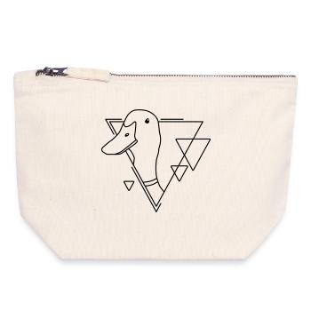 Canard en forme géométrique - Conception d’art au trait - Pochette zippée en toile 18 x 19 cm - blanc naturel - Devant