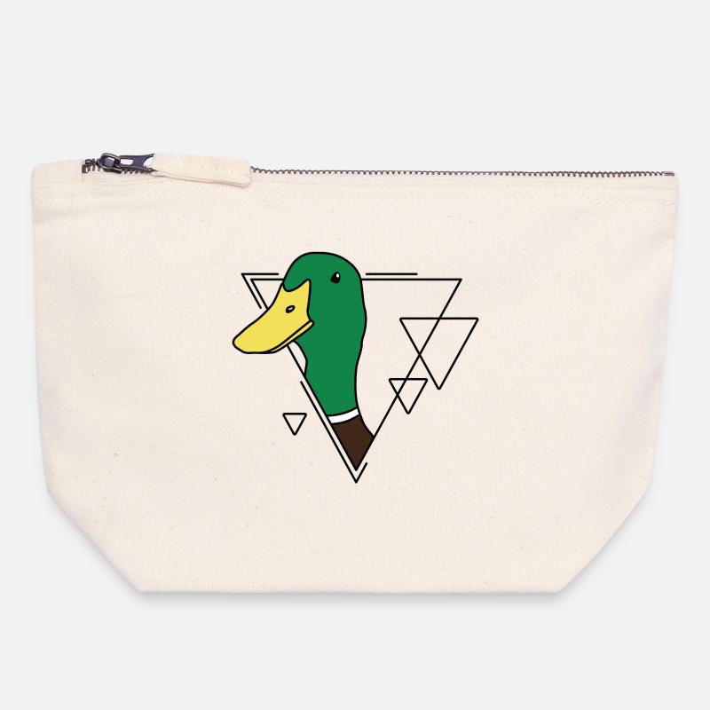 Colored duck in geometric design - Canvas Zip Pouch 18 x 19 cm - nature