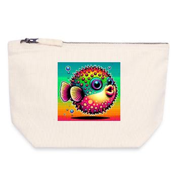 Kugelfisch - Canvas Reißverschluss-Täschchen (18 x 19 cm) - Naturweiß - Vorne