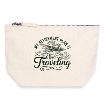 Le plan de retraite voyage - Pochette zippée en toile 18 x 19 cm - blanc naturel - Devant