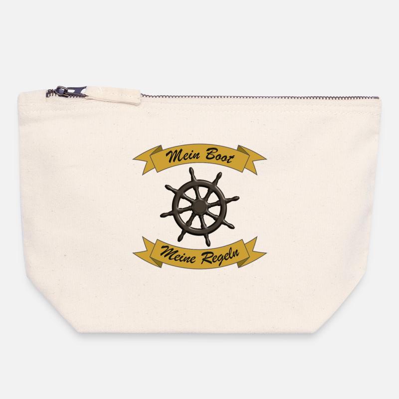 My Boat, My Rules - Skipper Fun Gift - Canvas Zip Pouch 18 x 19 cm - nature