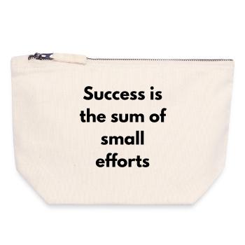 Success is the sum of small effort - Pochette zippée en toile 18 x 19 cm - blanc naturel - Devant