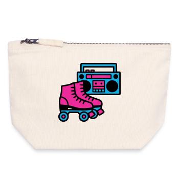 Rollschuhe Boombox 80er Retro - Canvas Reißverschluss-Täschchen (18 x 19 cm) - Naturweiß - Vorne