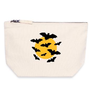 Bats & Moon - Pochette zippée en toile 18 x 19 cm - blanc naturel - Devant