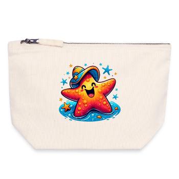 Étoile de mer - Pochette zippée en toile 18 x 19 cm - blanc naturel - Devant