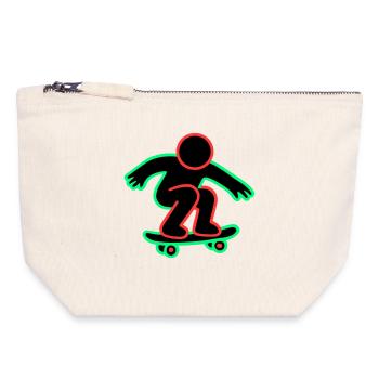 Neon Skateboarder Line Art - Canvas Zip Pouch 18 x 19 cm - nature - Front