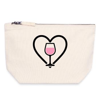 Herz + Roséwein – Rosé Lover - Canvas Reißverschluss-Täschchen (18 x 19 cm) - Naturweiß - Vorne