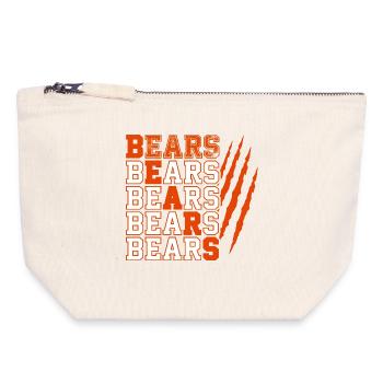 Texte d’ours avec des marques de griffes vieillies - Pochette zippée en toile 18 x 19 cm - blanc naturel - Devant
