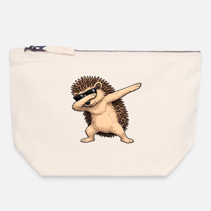 Éponge du hérisson - Pochette zippée en toile 18 x 19 cm - blanc naturel