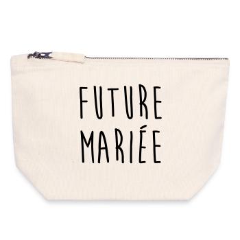 Mariage / Marié / Mariée / Femme / Fiancée / Amour - Pochette zippée en toile 18 x 19 cm - blanc naturel - Devant