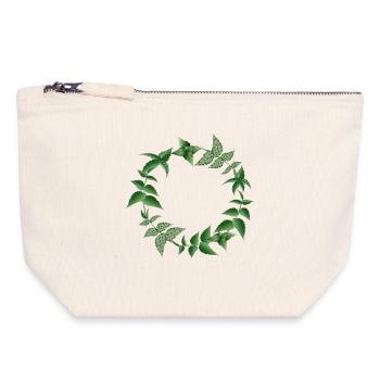 Couronne d’ortie dans des tons sombres de vert - Pochette zippée en toile 18 x 19 cm - blanc naturel - Devant