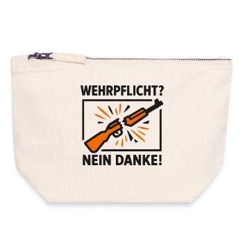 Wehrpflicht Nein Danke – Kriegsdienstverweigerung - Canvas Reißverschluss-Täschchen (18 x 19 cm) - Naturweiß - Vorne