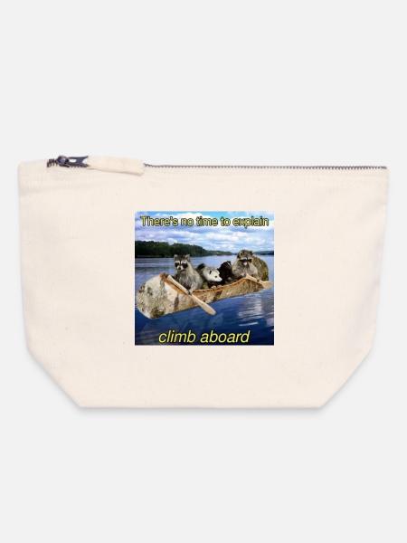 Waschbären-Flussrettungsboot - Canvas Reißverschluss-Täschchen (18 x 19 cm) - Naturweiß
