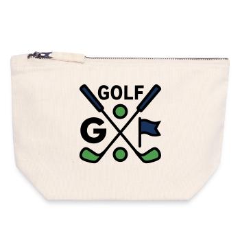 Golfschläger Golfsport Golfclub Herrenausflug - Canvas Reißverschluss-Täschchen (18 x 19 cm) - Naturweiß - Vorne
