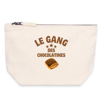 pain au chocolat, chocolatine, boulanger - Pochette zippée en toile 18 x 19 cm - blanc naturel - Devant
