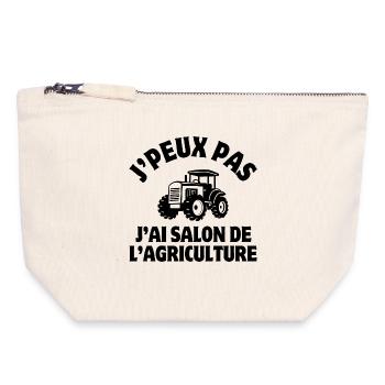 salon de l'agriculture, agriculteur, agricultrice - Pochette zippée en toile 18 x 19 cm - blanc naturel - Devant