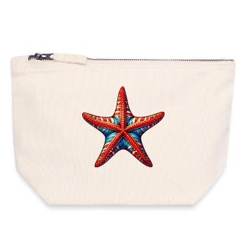 Étoile de mer - Pochette zippée en toile 18 x 19 cm - blanc naturel - Devant