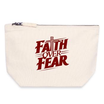 Faith Gives Courage Motif Print - Canvas Zip Pouch 18 x 19 cm - nature - Front