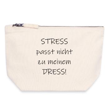 Statement Stress passt nicht zu meinem Dress - Canvas Reißverschluss-Täschchen (18 x 19 cm) - Naturweiß - Vorne